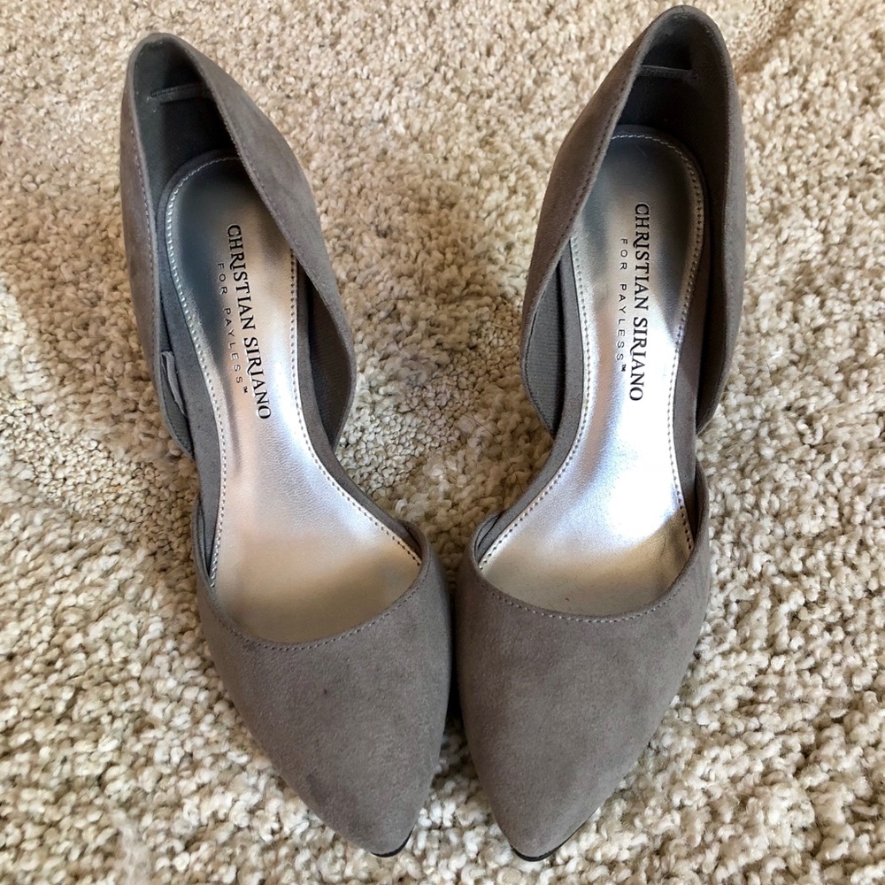 Brand New Christian Siriano Grey Suede Heels